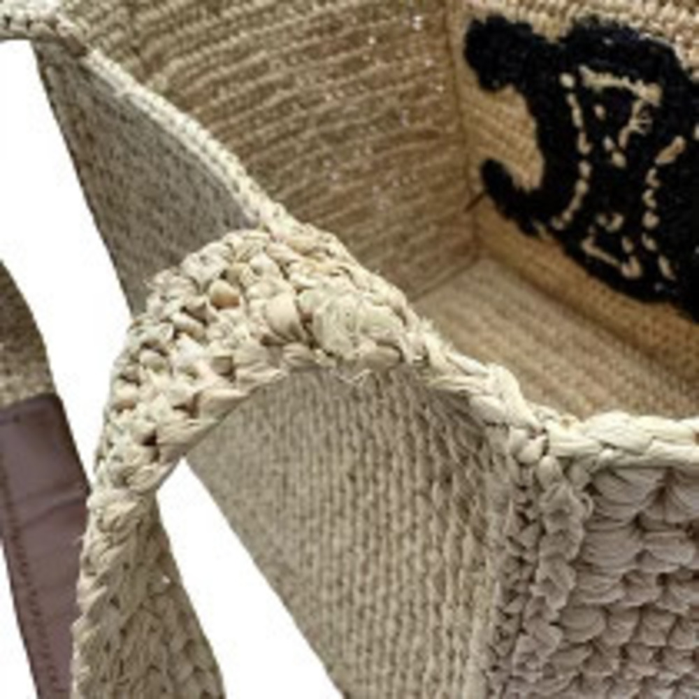 Celine Triomphe Raffia Cube Bag Beige Cream Black Handbag - Picture 11 of 12